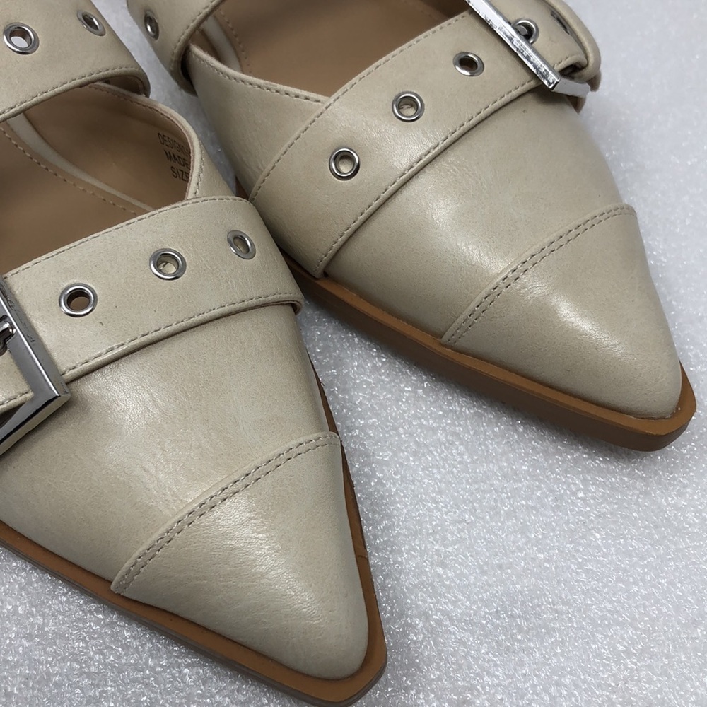 BEAST FASHION Mules Nude Double Buckle Straps Slip On Size 7 - Picture 8 of 15